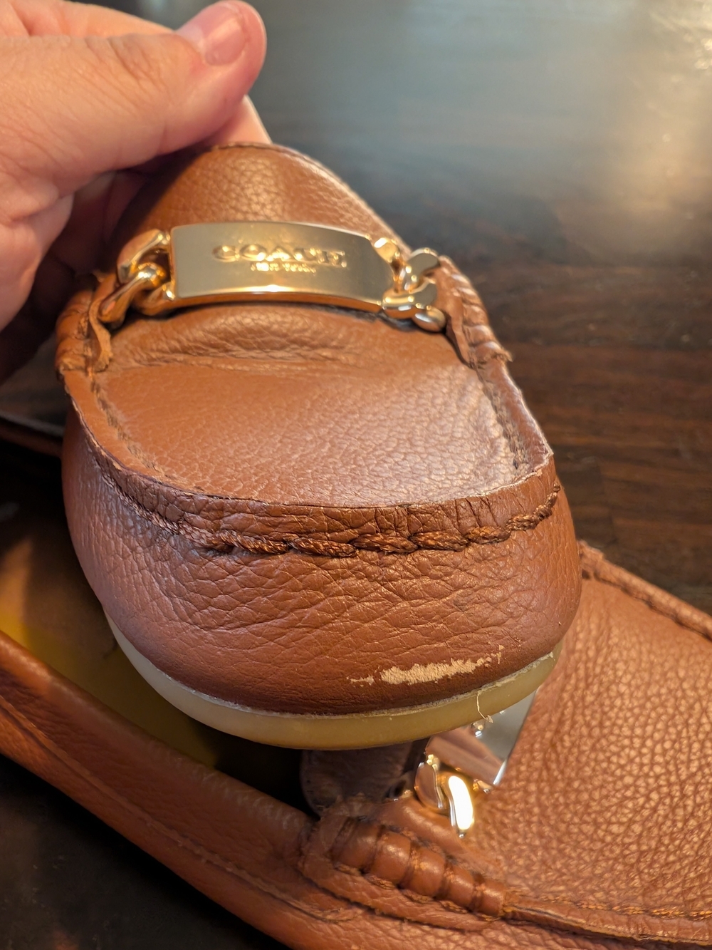 Coach Olive Leather Driving Loafers, Tan, Women's 7.5 - Picture 7 of 7